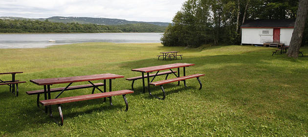 Image of Municipal Beach with picnic table.