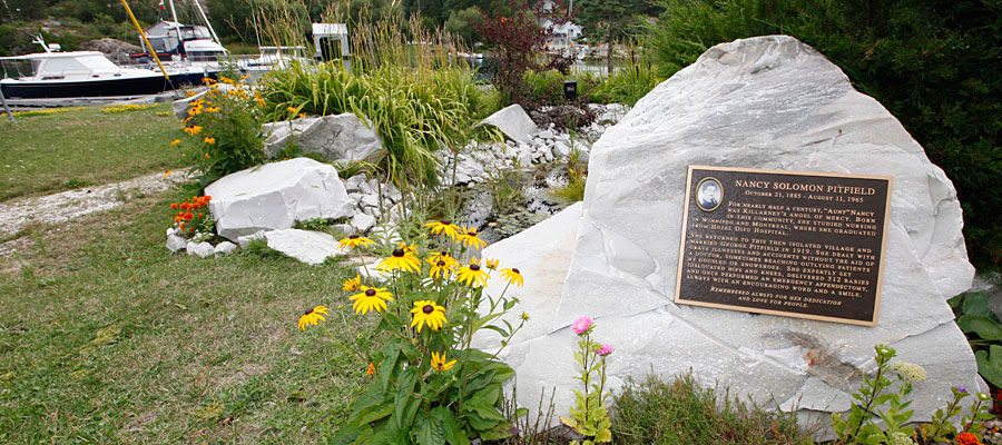 Image of Nancy Pitfield Memorial Park displaying memorial plaque.